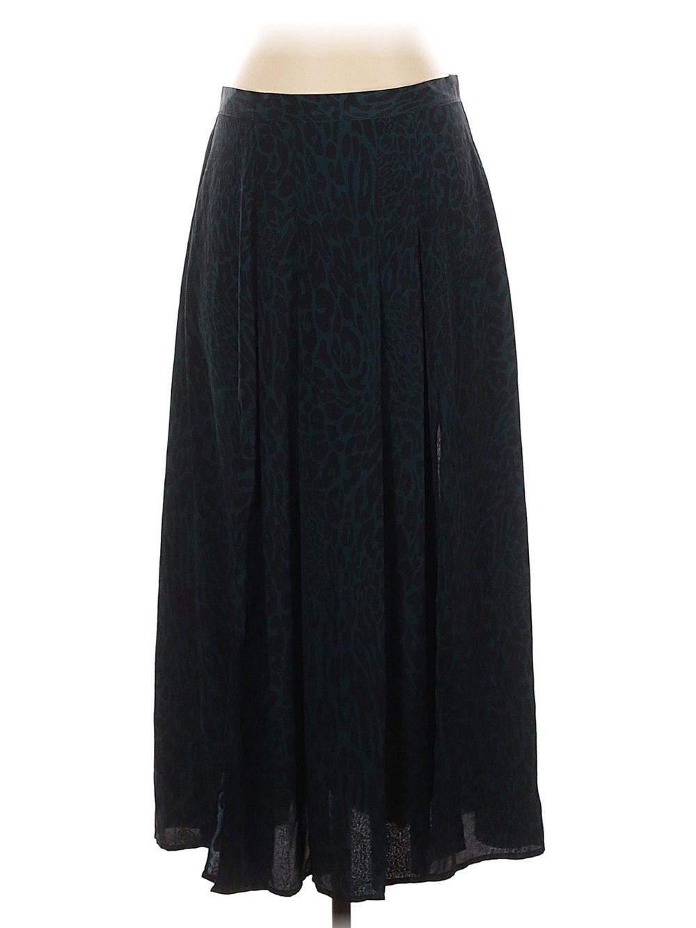 NWT Topshop Teal Animal Print Pleated Midi Skirt Sz 8